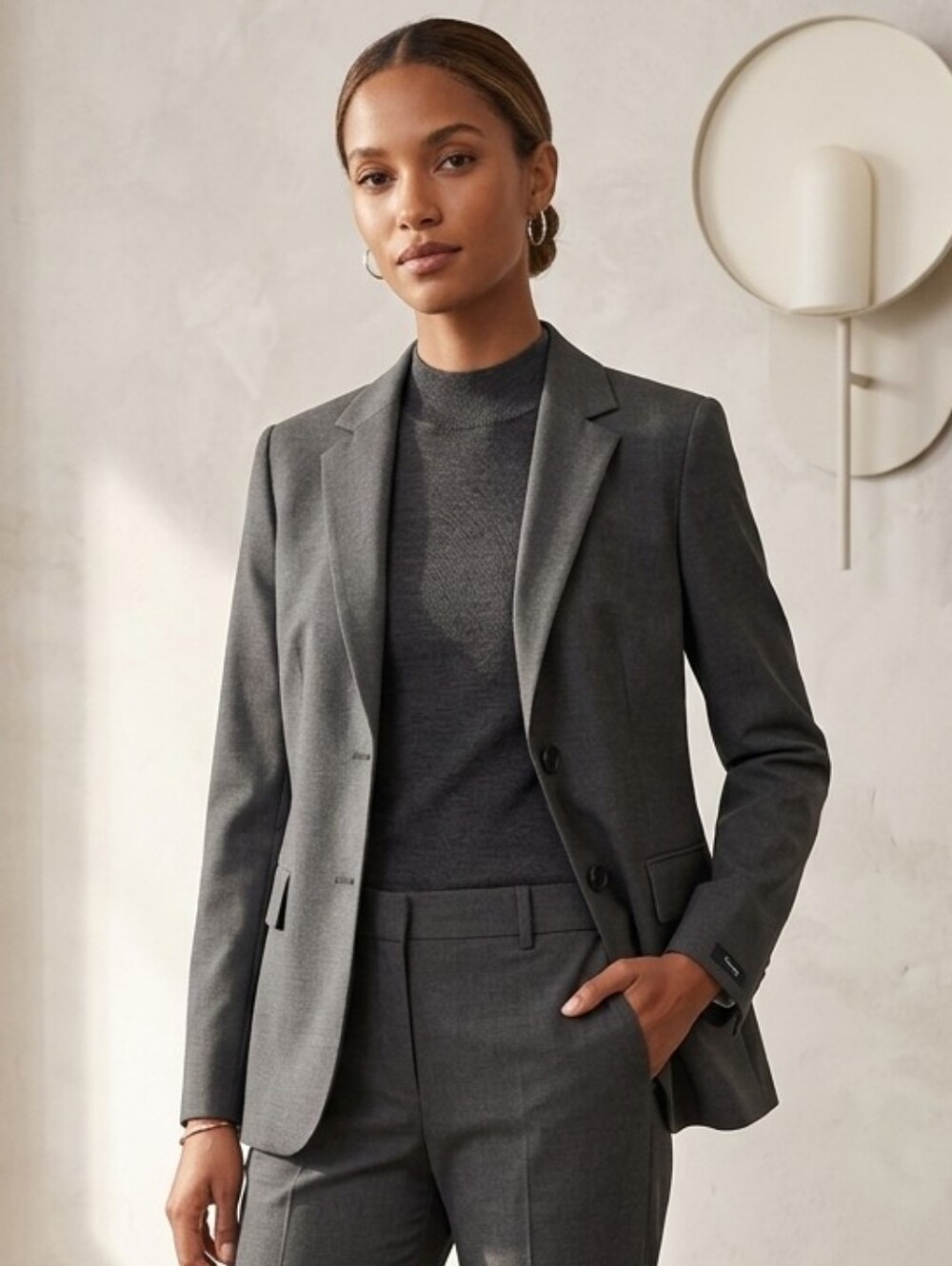 Theory Forest Green Virgin Wool Single-Breasted Blazer